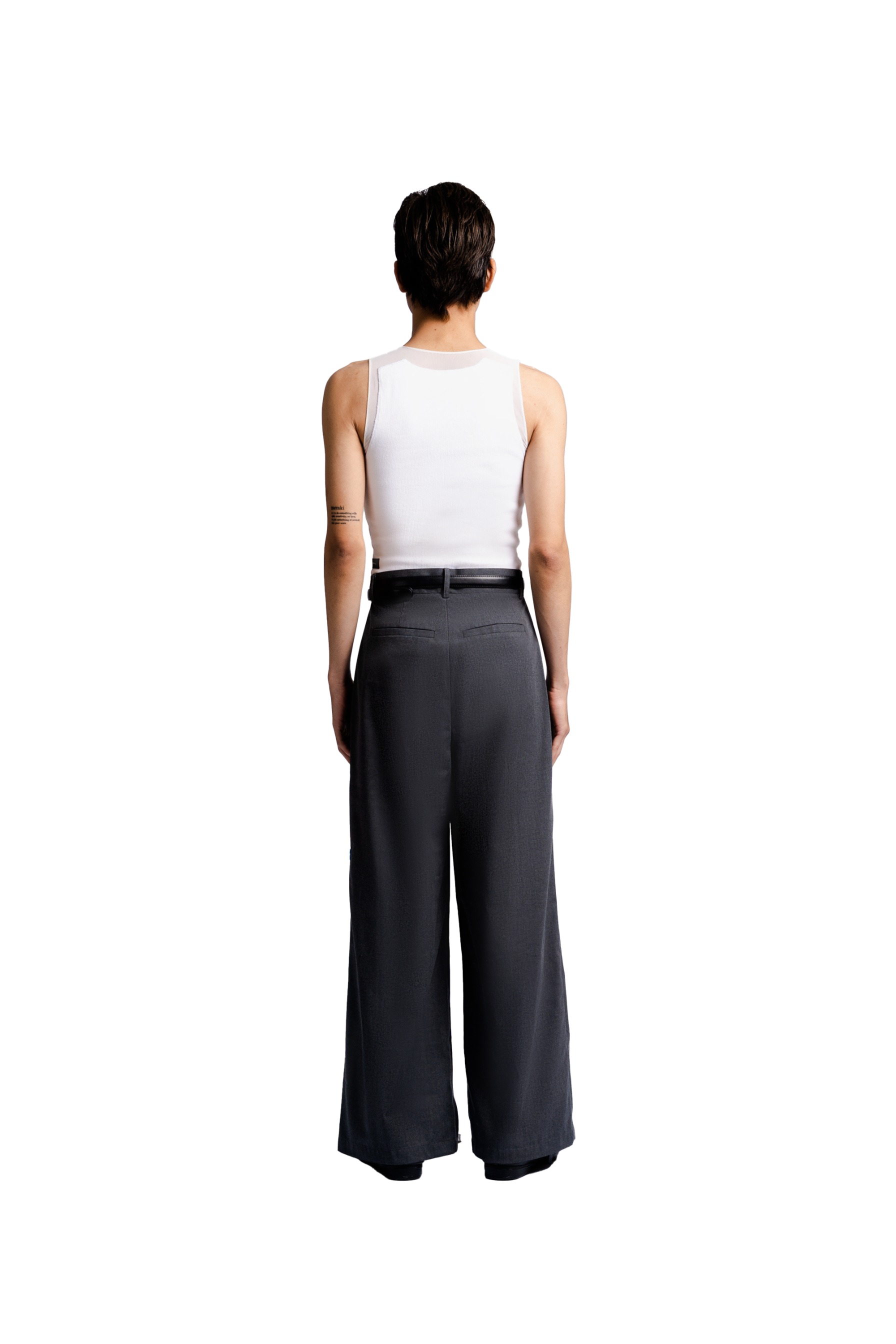 Double Pleated Trousers in Light Grey