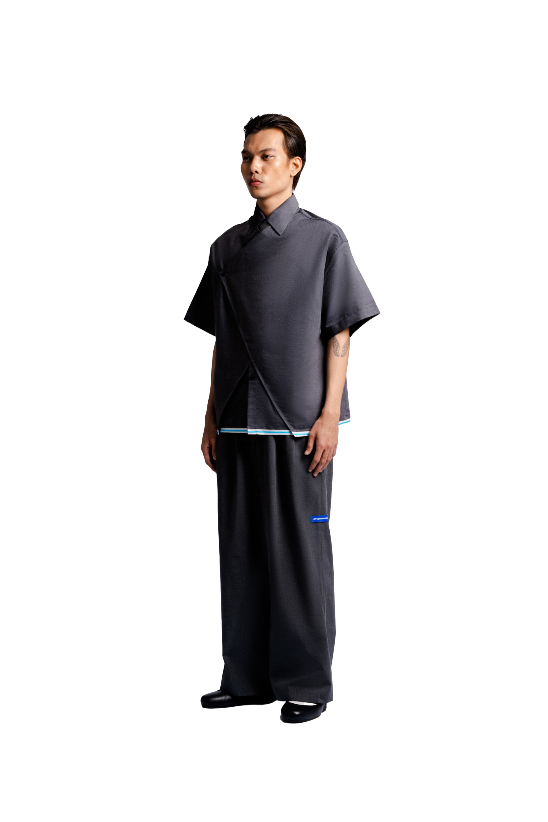 Overlap Multi Layered Shirt in Grey