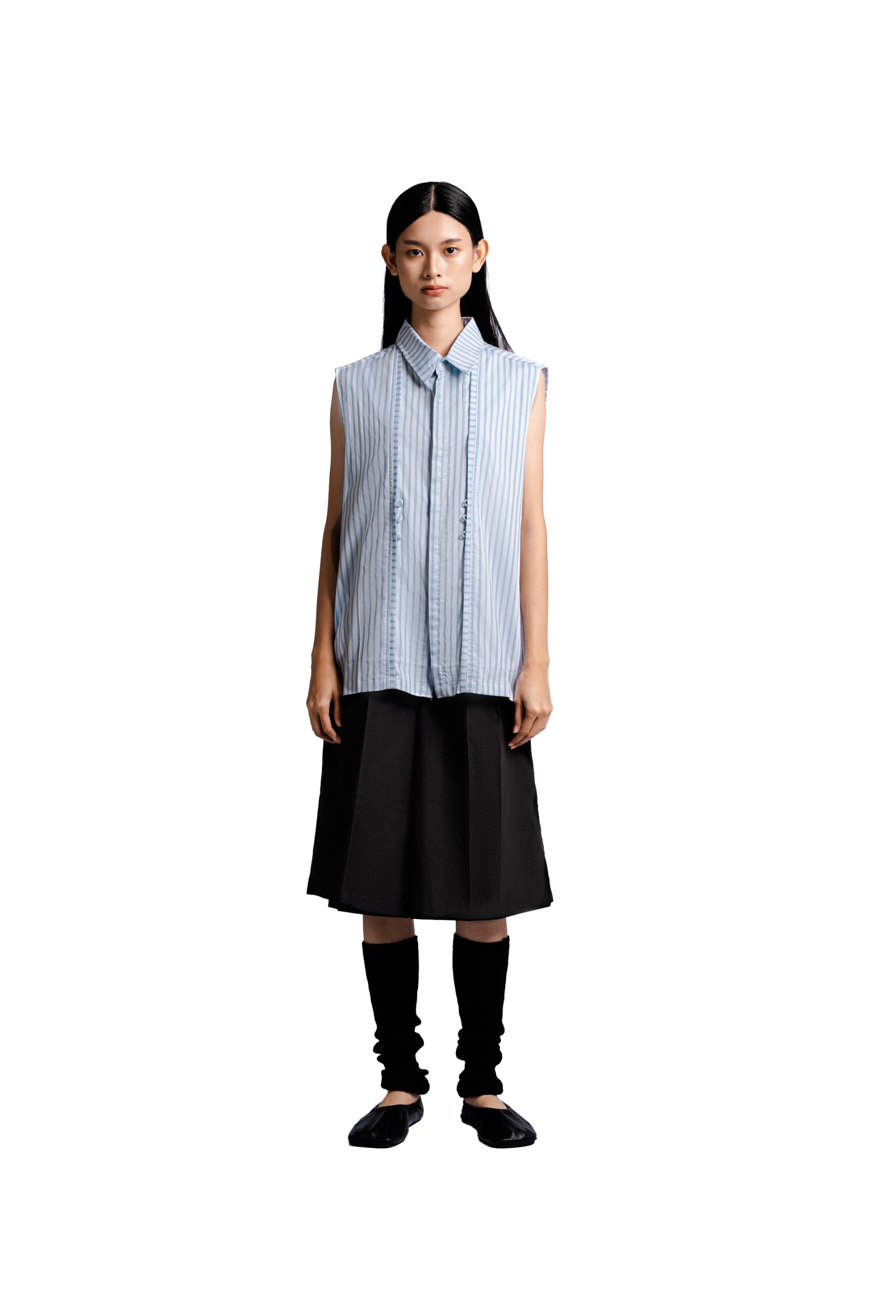 Adjustable Blouse in Baby Blue Stripes