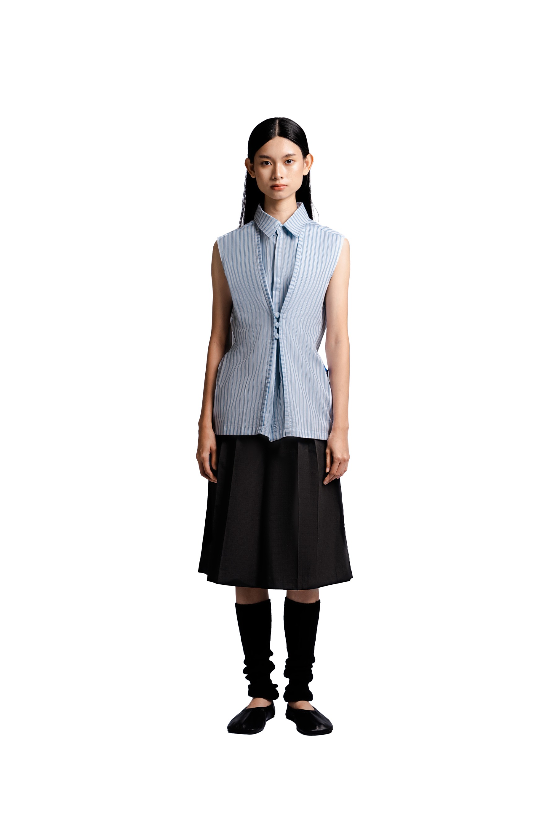 Adjustable Blouse in Baby Blue Stripes