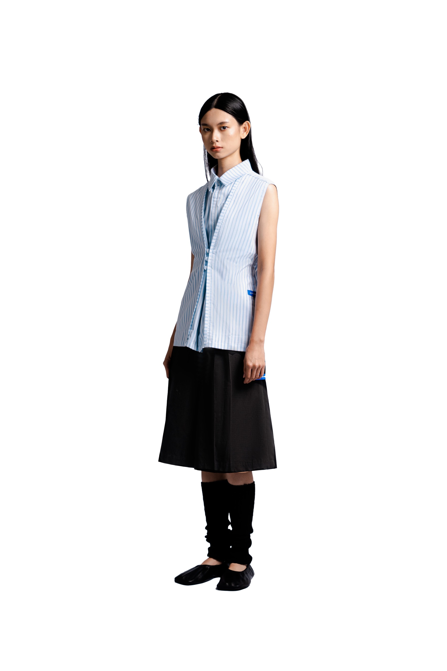 Adjustable Blouse in Baby Blue Stripes