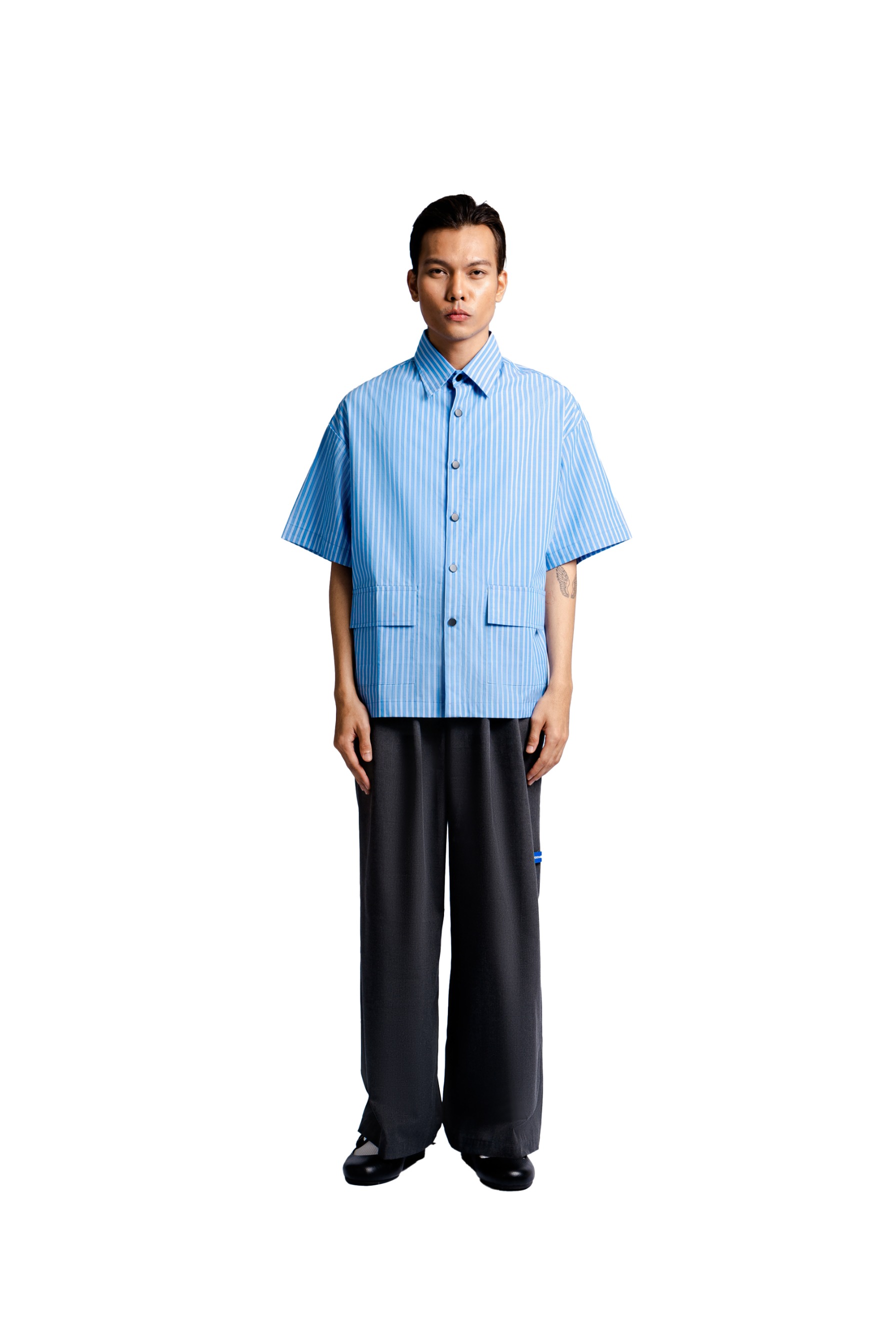 Double Pocket Shirt in New Blue Stripes