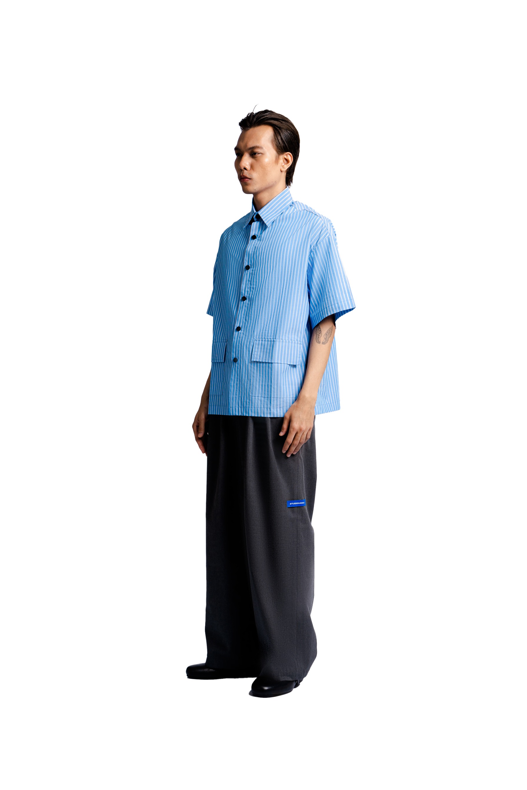 Double Pocket Shirt in New Blue Stripes