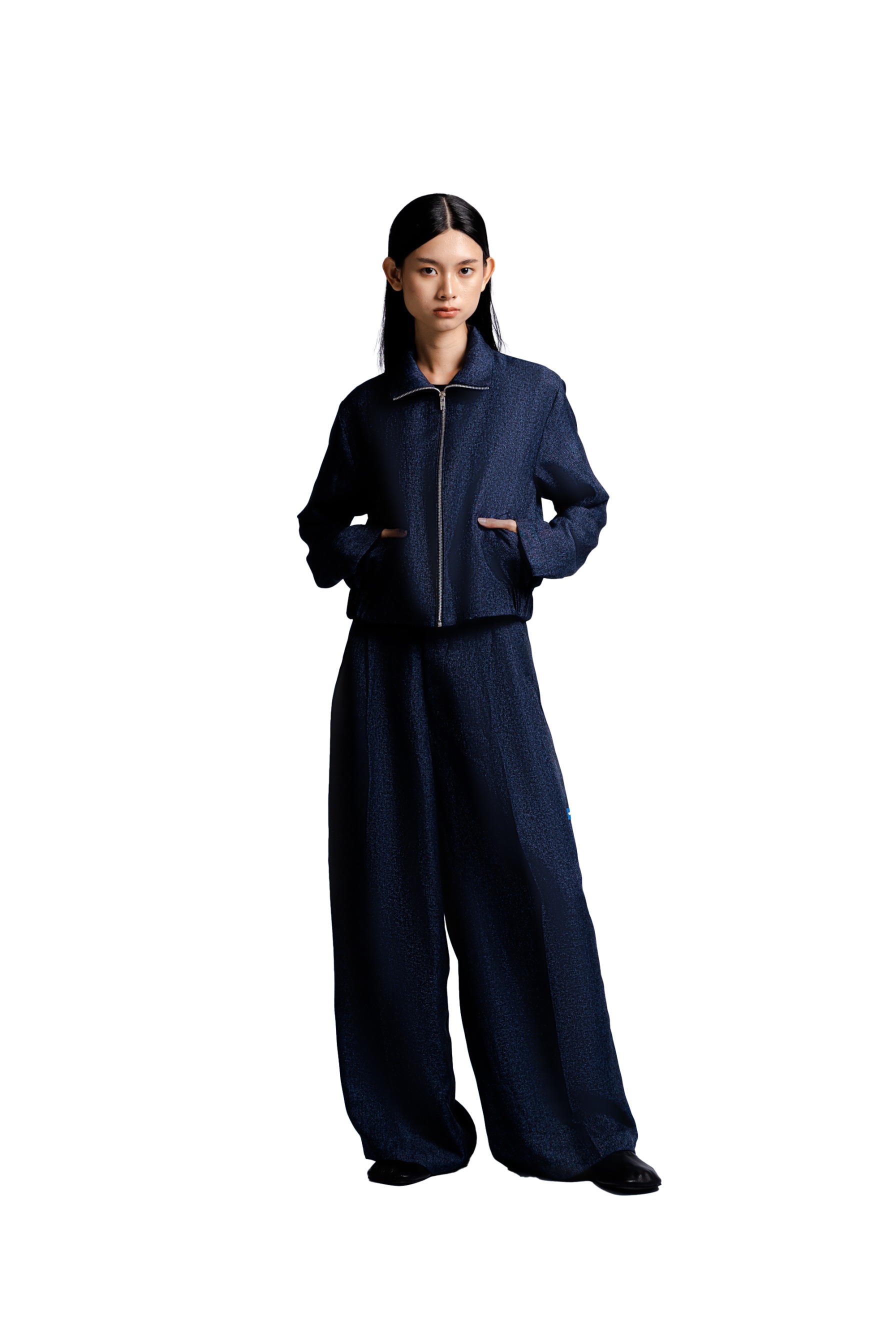 Fitted Jasket in Navy Tweed