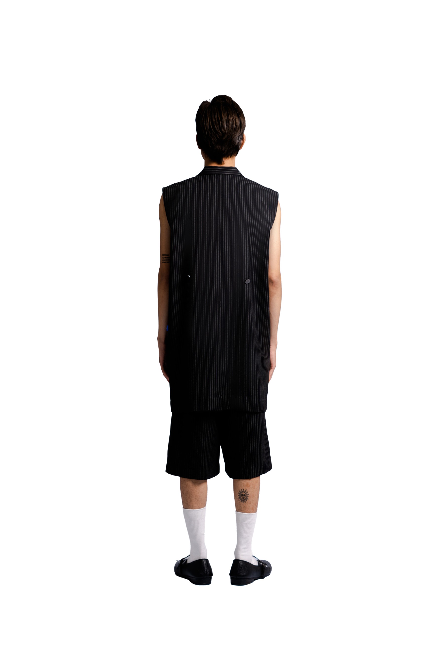 Adjustable Waist Vest in Black Pinstripe