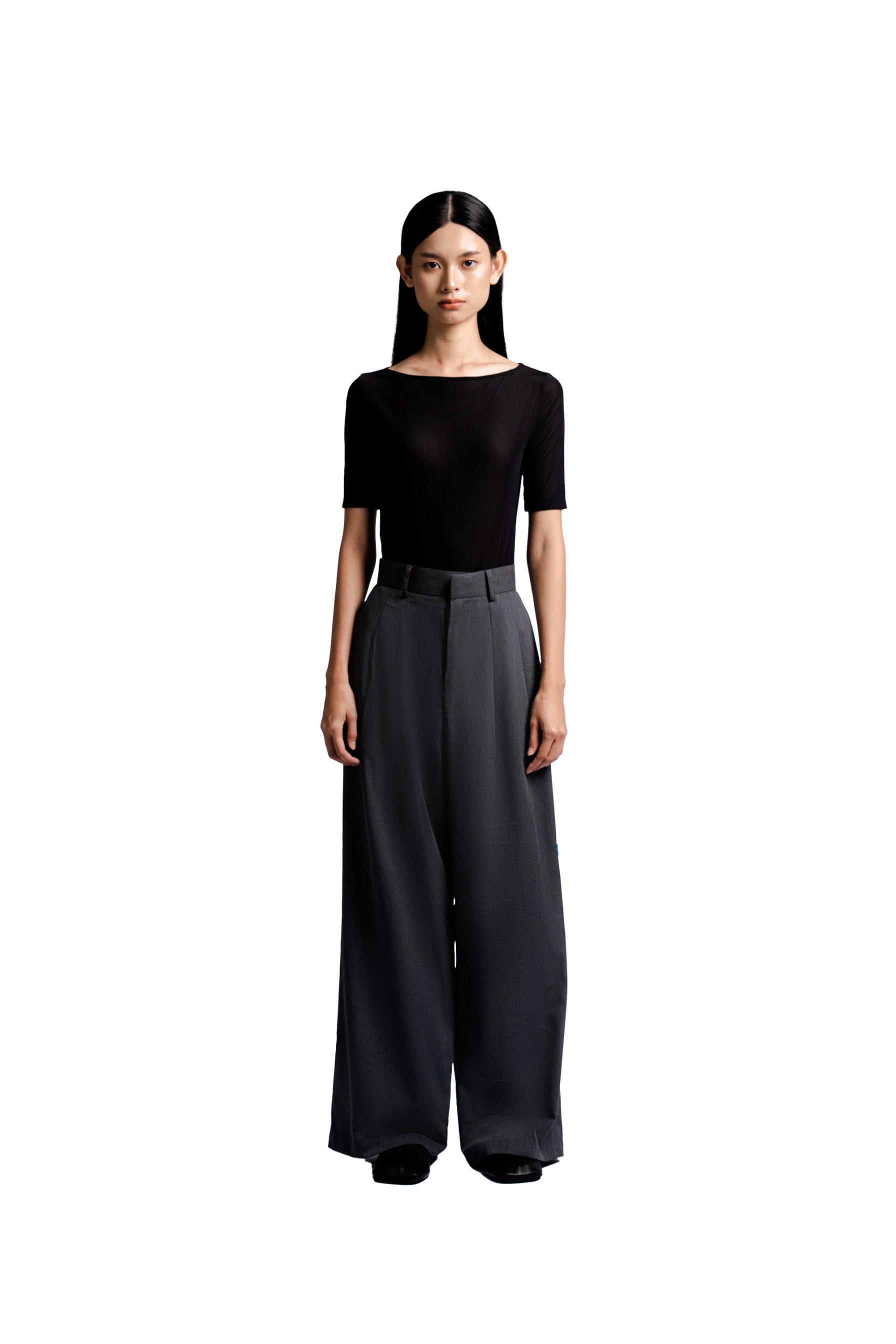 Double Pleated Trousers in Light Grey