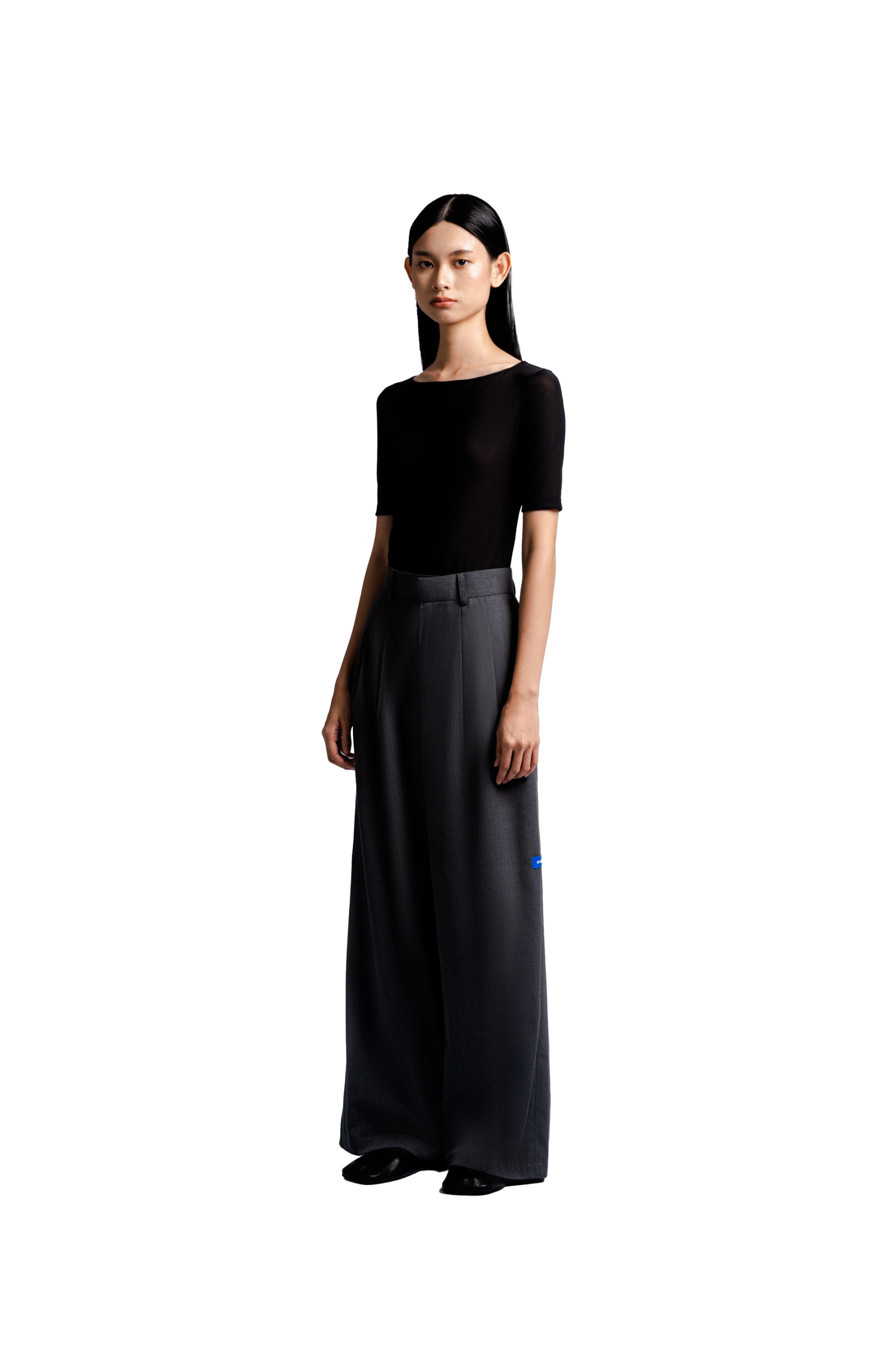 Double Pleated Trousers in Light Grey