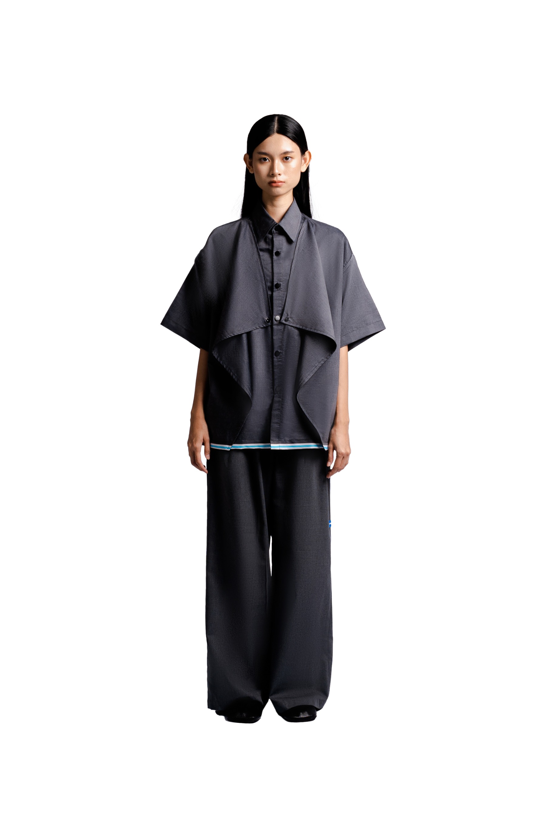 Overlap Multi Layered Shirt in Grey