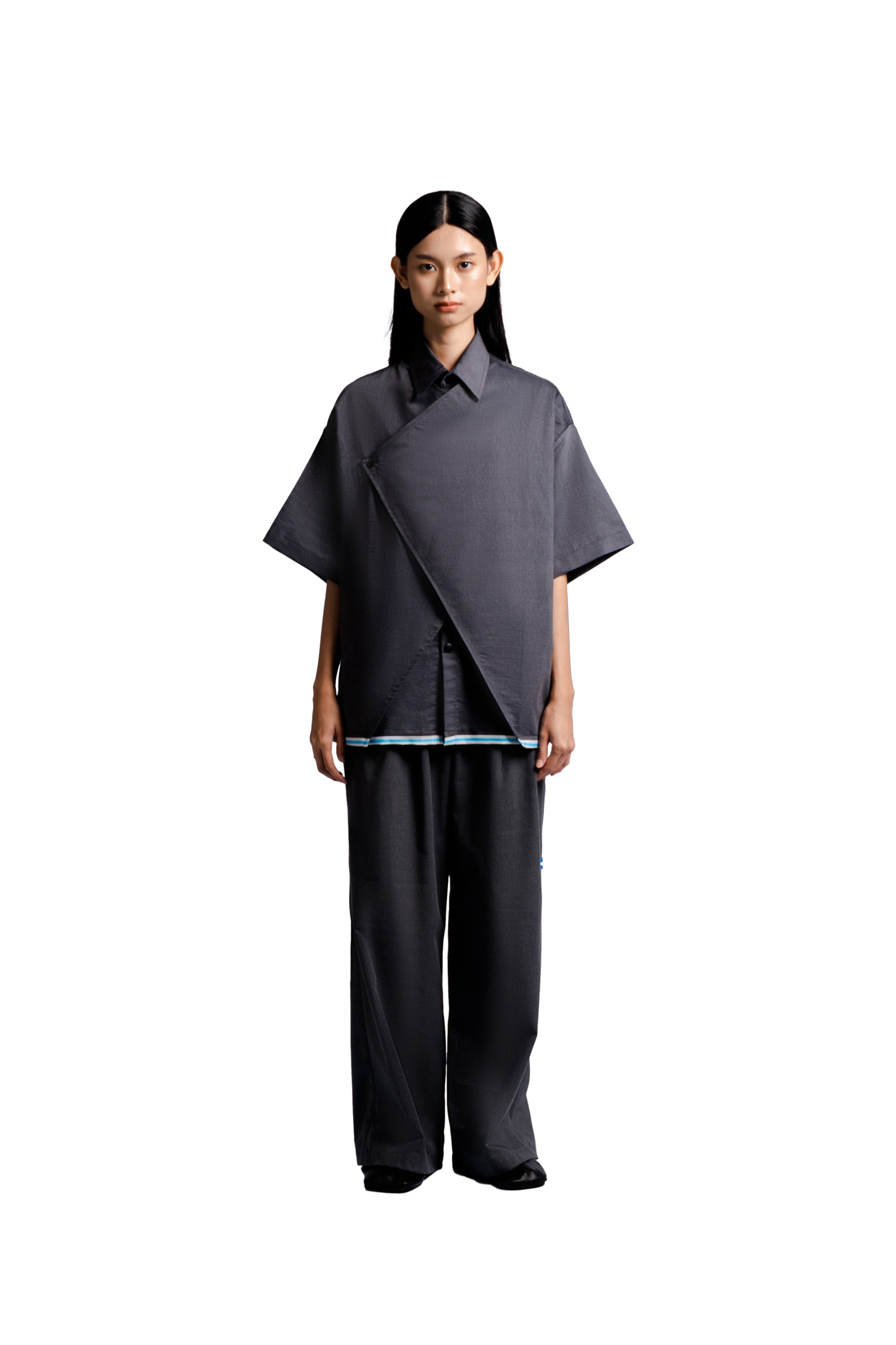 Overlap Multi Layered Shirt in Grey