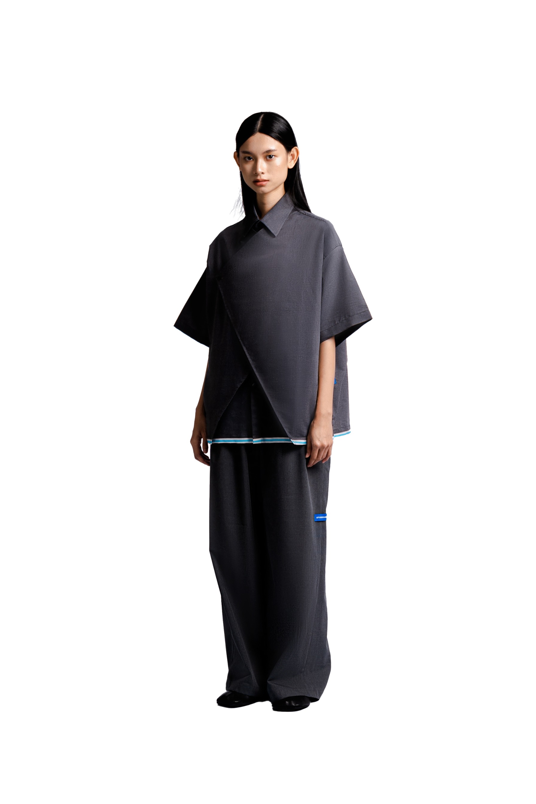Overlap Multi Layered Shirt in Grey