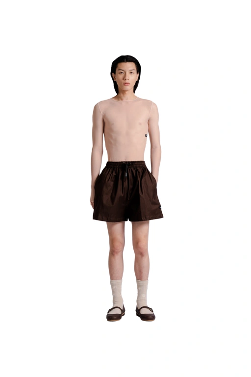 Image of Boxy Polo Shorts in Brown