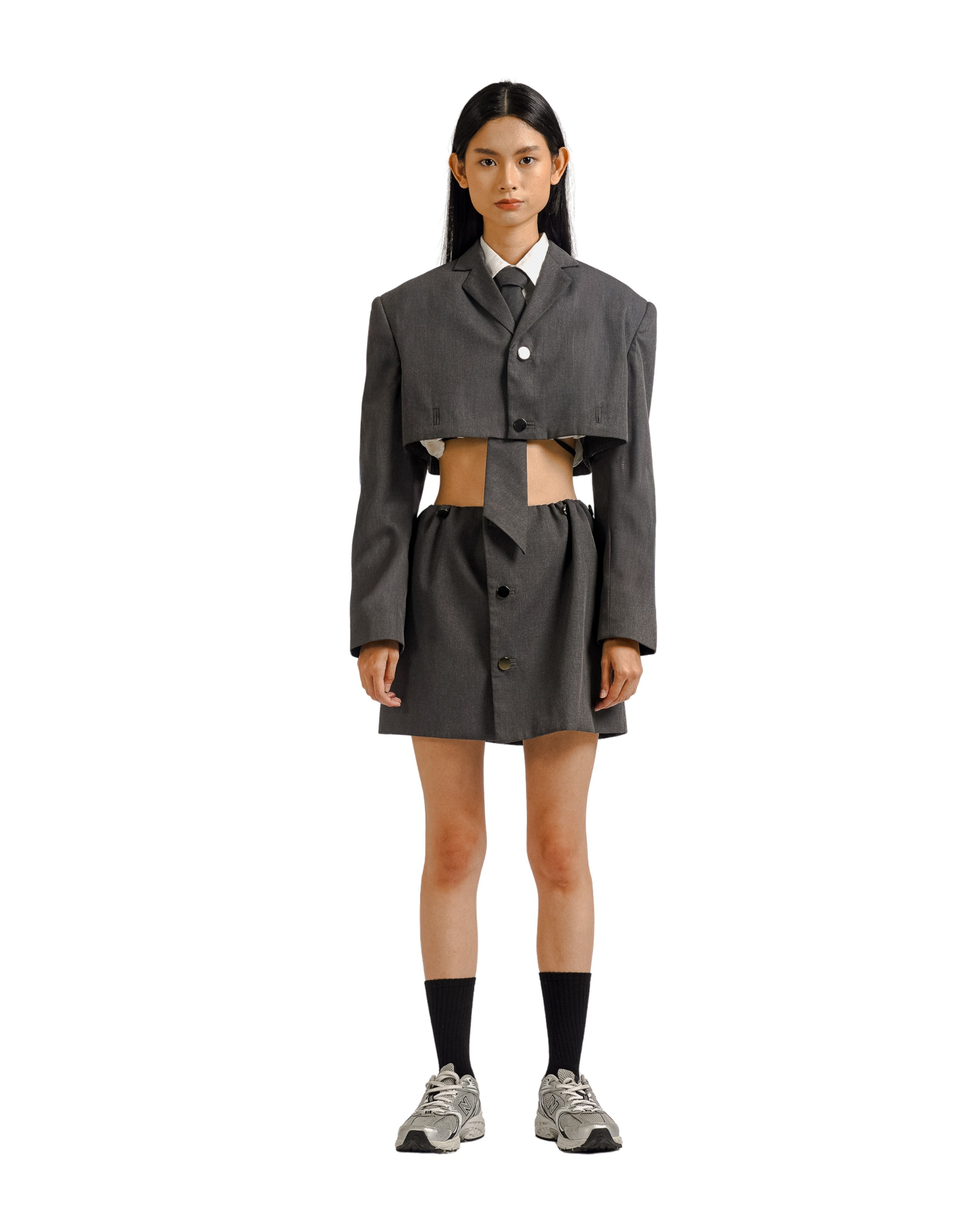 Multiways Buttoned Blazer in Grey