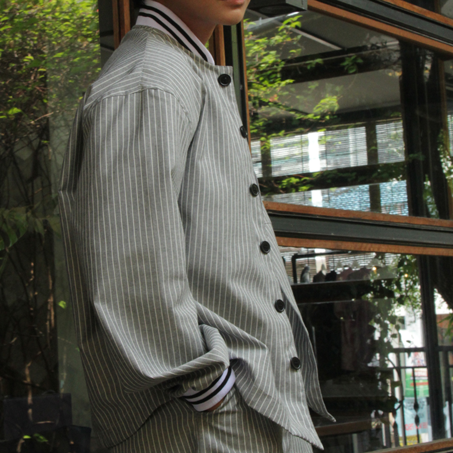 Jaket Bomber Semi Rib - Grey