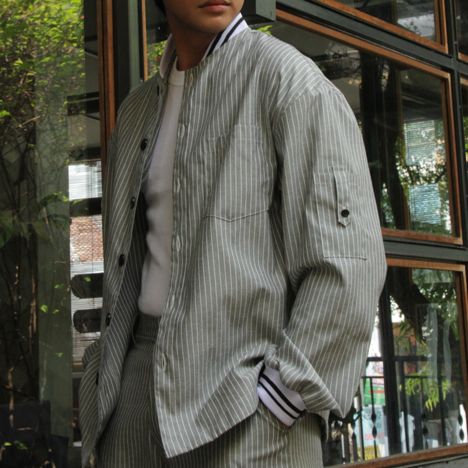 Jaket Bomber Semi Rib - Grey