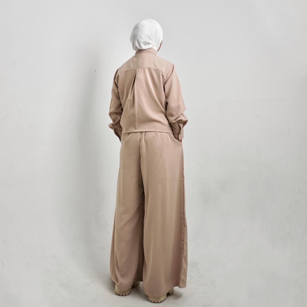 BELYANZA - Aura One Set Kemeja Kulot Palazzo Basic Dusty Pink