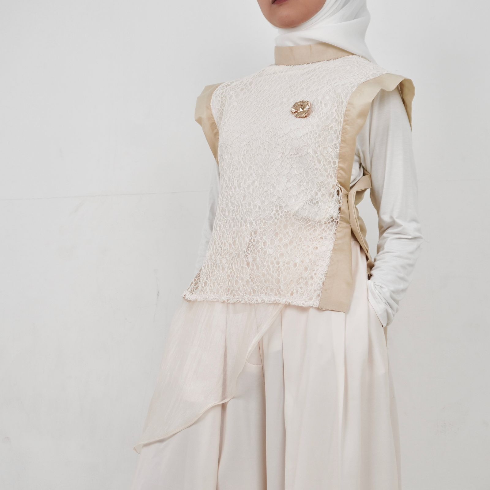 BELYANZA - Brucia Outer Vest Brukat Premium Ivory Cream