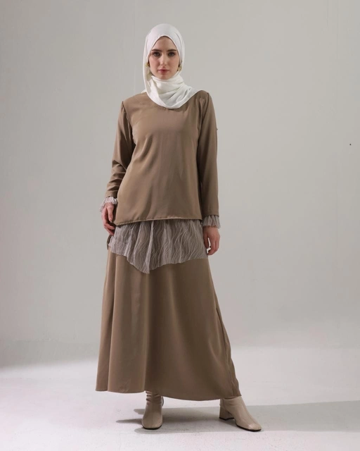 BELYANZA - Calista One Set Atasan Skirt Layer Basic Taupe