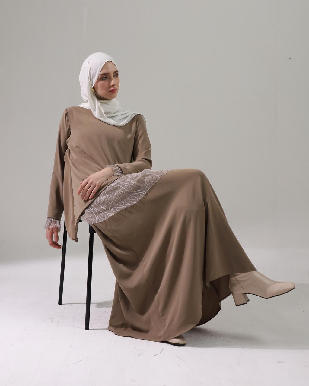 BELYANZA - Calista One Set Atasan Skirt Layer Basic Taupe