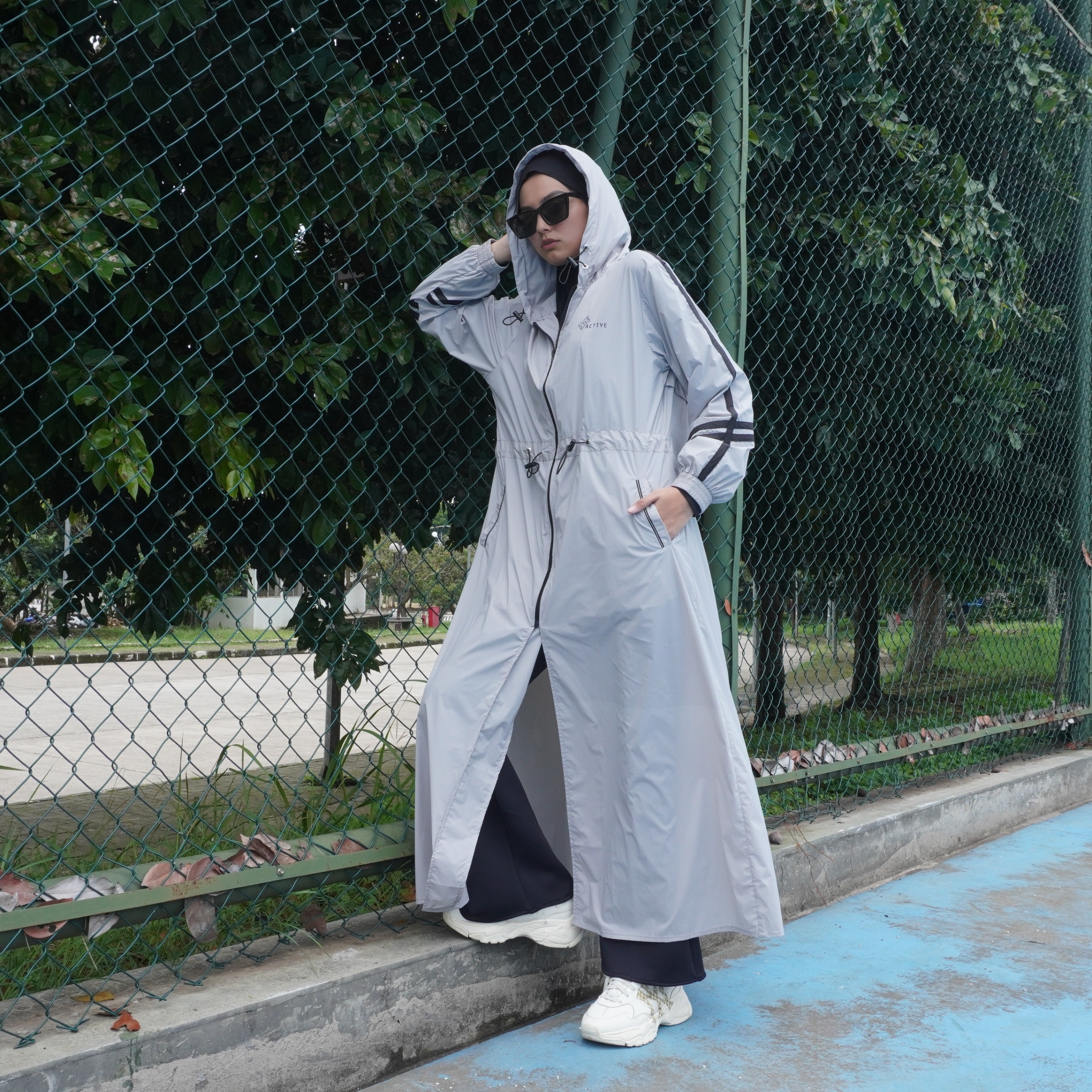 BELYANZA ACTIVE - Uta Long Jacket Pants Dryfit Antibacterial Women Grey Blue for Padel Running Tennis