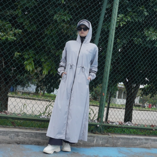 Image of BELYANZA ACTIVE - Uta Long Jacket Pants Dryfit Antibacterial Women Grey Blue for Padel Running Tennis