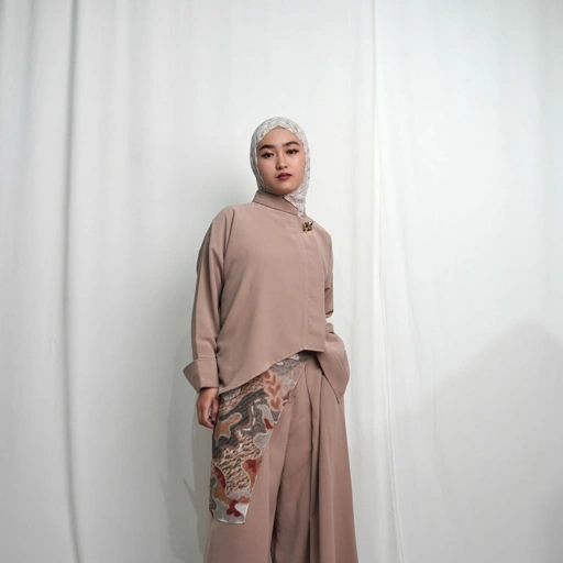 Image of BELYANZA - Faita Top Kemeja Basic Choco Grey Dust
