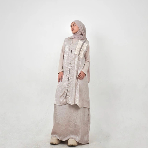 BELYANZA - Hayya One Set Outer & Skirt Premium Cream
