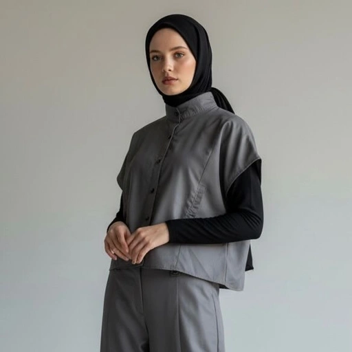 Image of BELYANZA - Khafa Crop Top Outer Grey