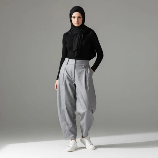 Image of BELYANZA - Khafa Barrel Pants Grey White Basic