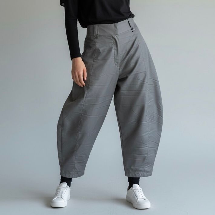 BELYANZA - Khafa Barrel Pants Grey White Basic