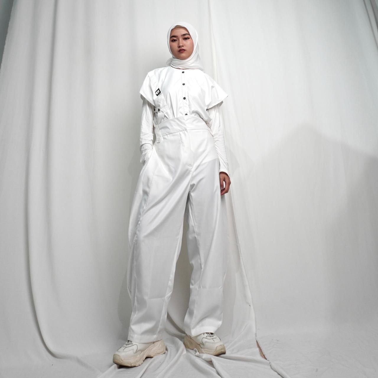 BELYANZA - Khafa Barrel Pants Grey White Basic