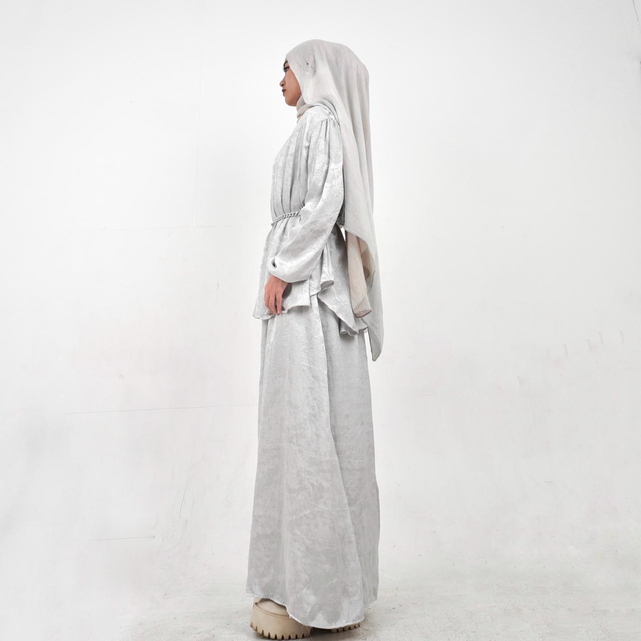 BELYANZA - Saffa One Set Silver & Cream Premium Atasan Skirt