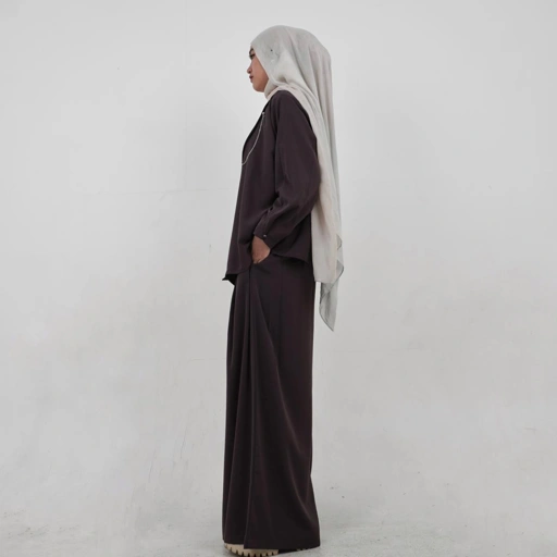 BELYANZA - Zava One Set Atasan Pants Kulot Palazzo Dark Purple Burgundy