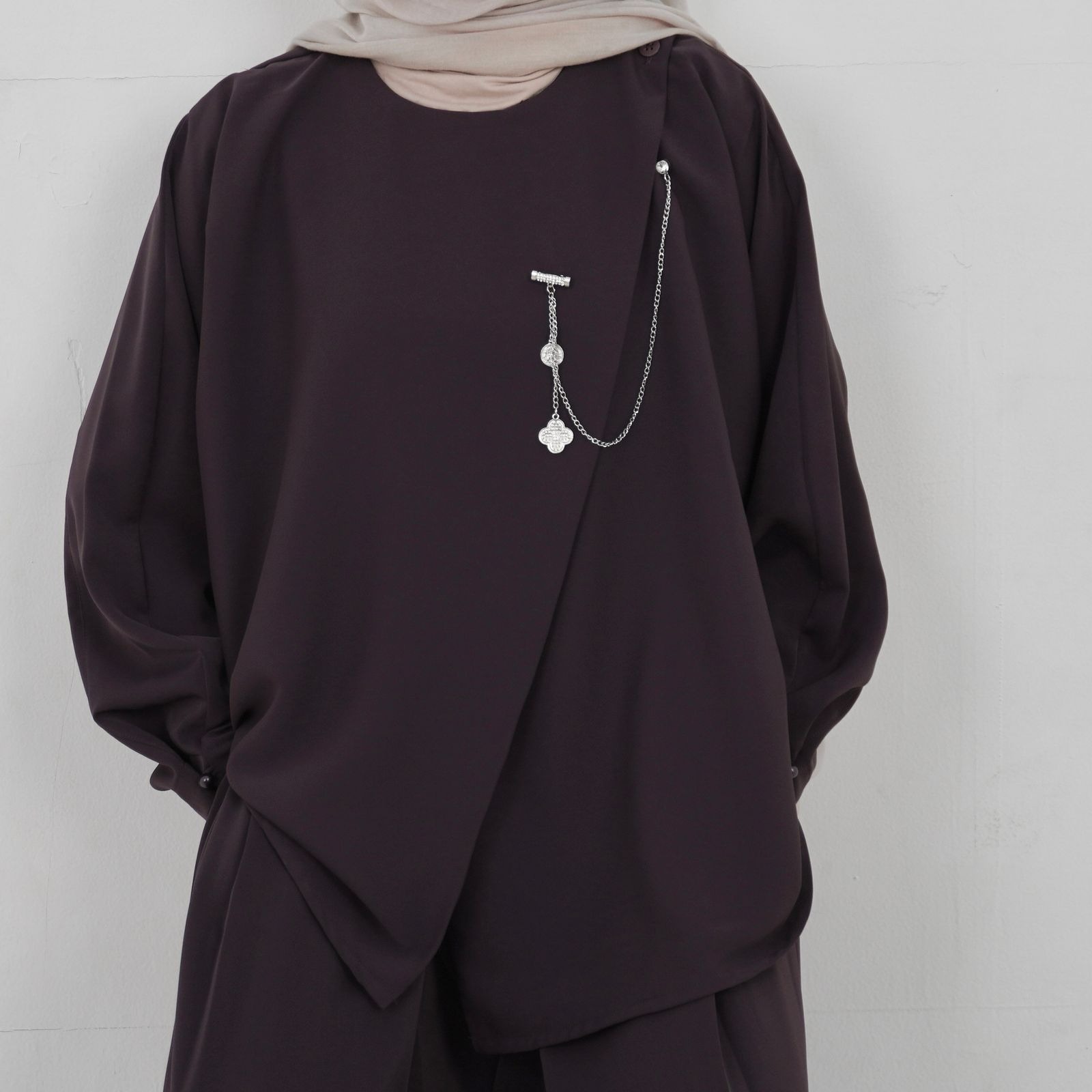 BELYANZA - Zava One Set Atasan Pants Kulot Palazzo Dark Purple Burgundy