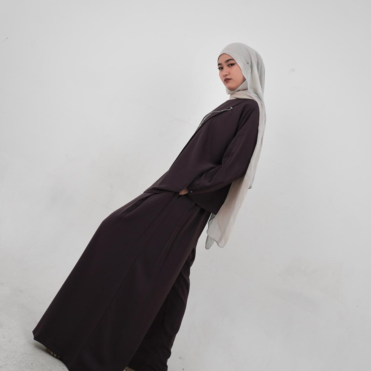 BELYANZA - Zava One Set Atasan Pants Kulot Palazzo Dark Purple Burgundy