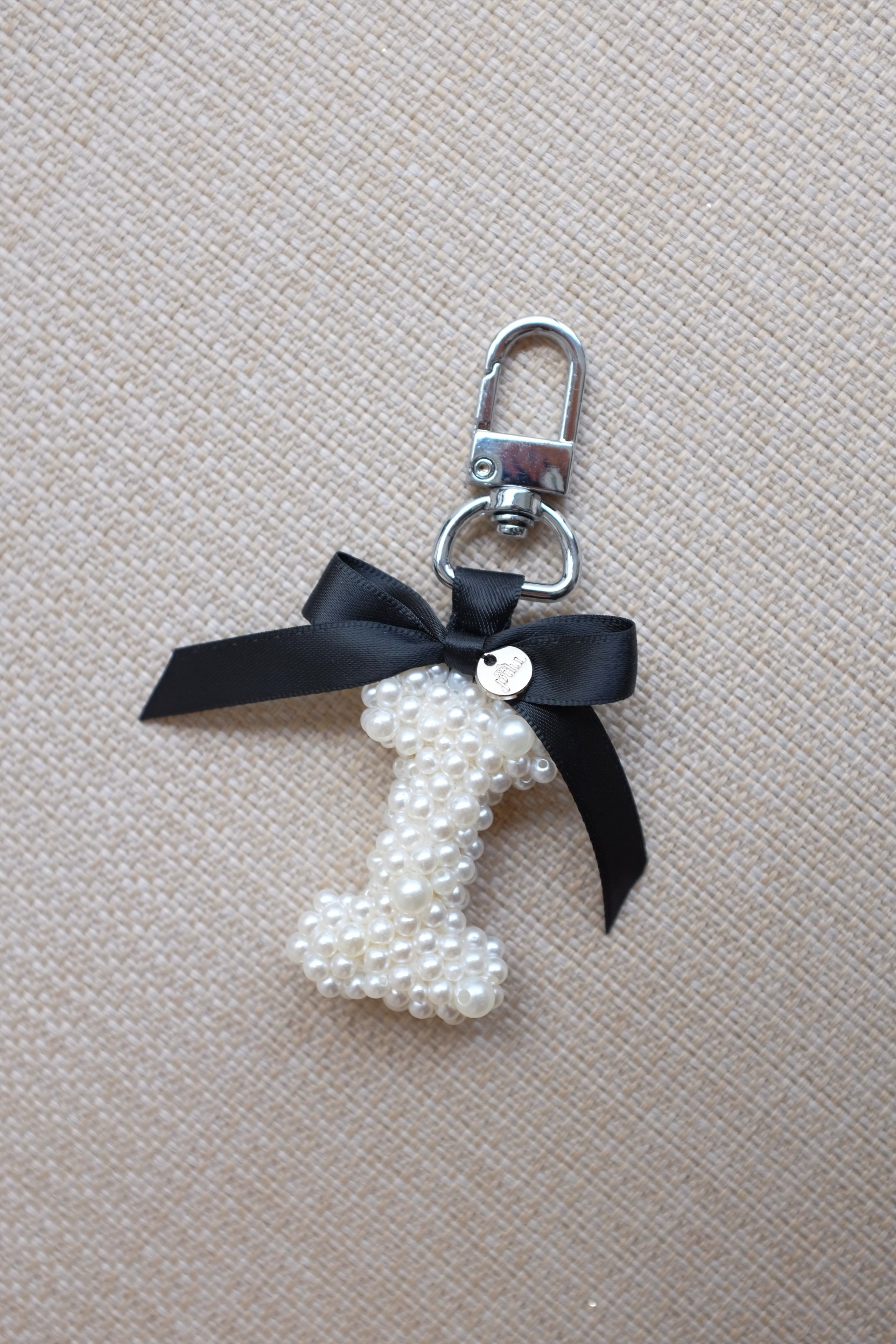 PEARL INITIAL BAG CHARM IN MONOCHROME - PO 3 Days