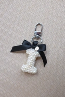 PEARL INITIAL BAG CHARM IN MONOCHROME - PO 3 Days
