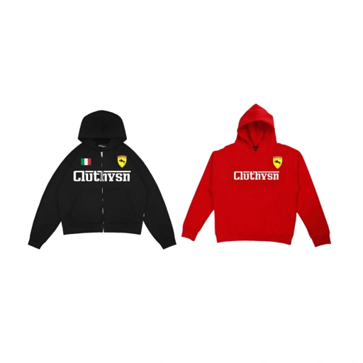 Image of ZIPPER BLACK FERARRI+ RED HOODIE FERARRI