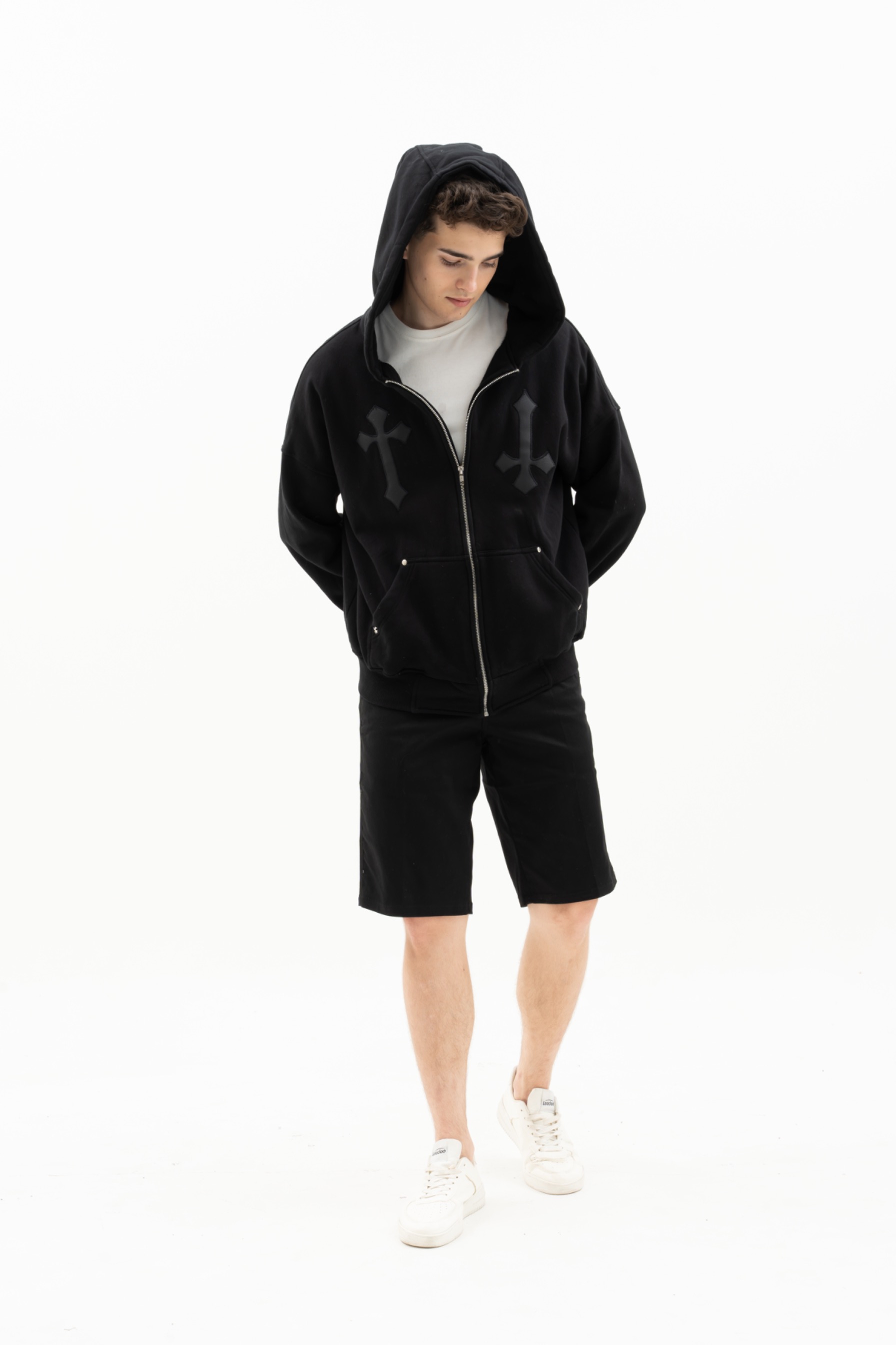  ZIPPER HOODIE BLACK “DARK EYES”