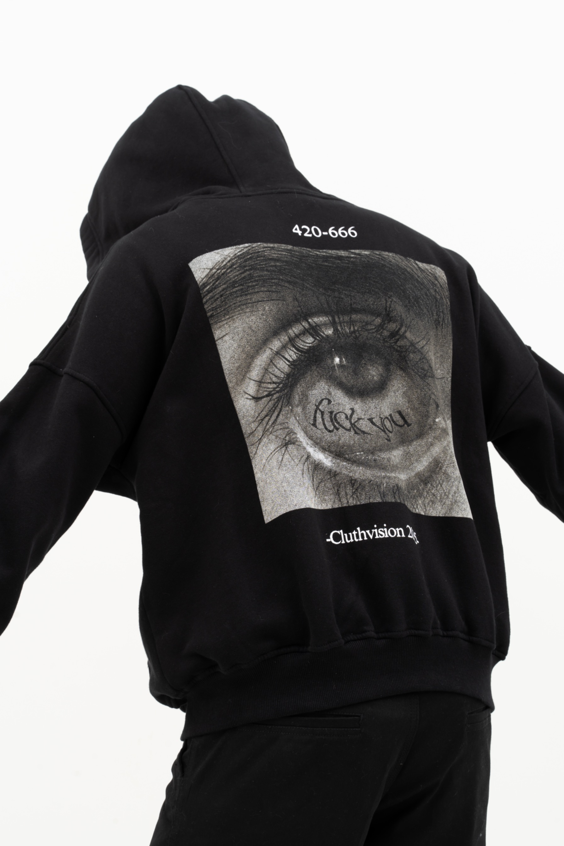  ZIPPER HOODIE BLACK “DARK EYES”