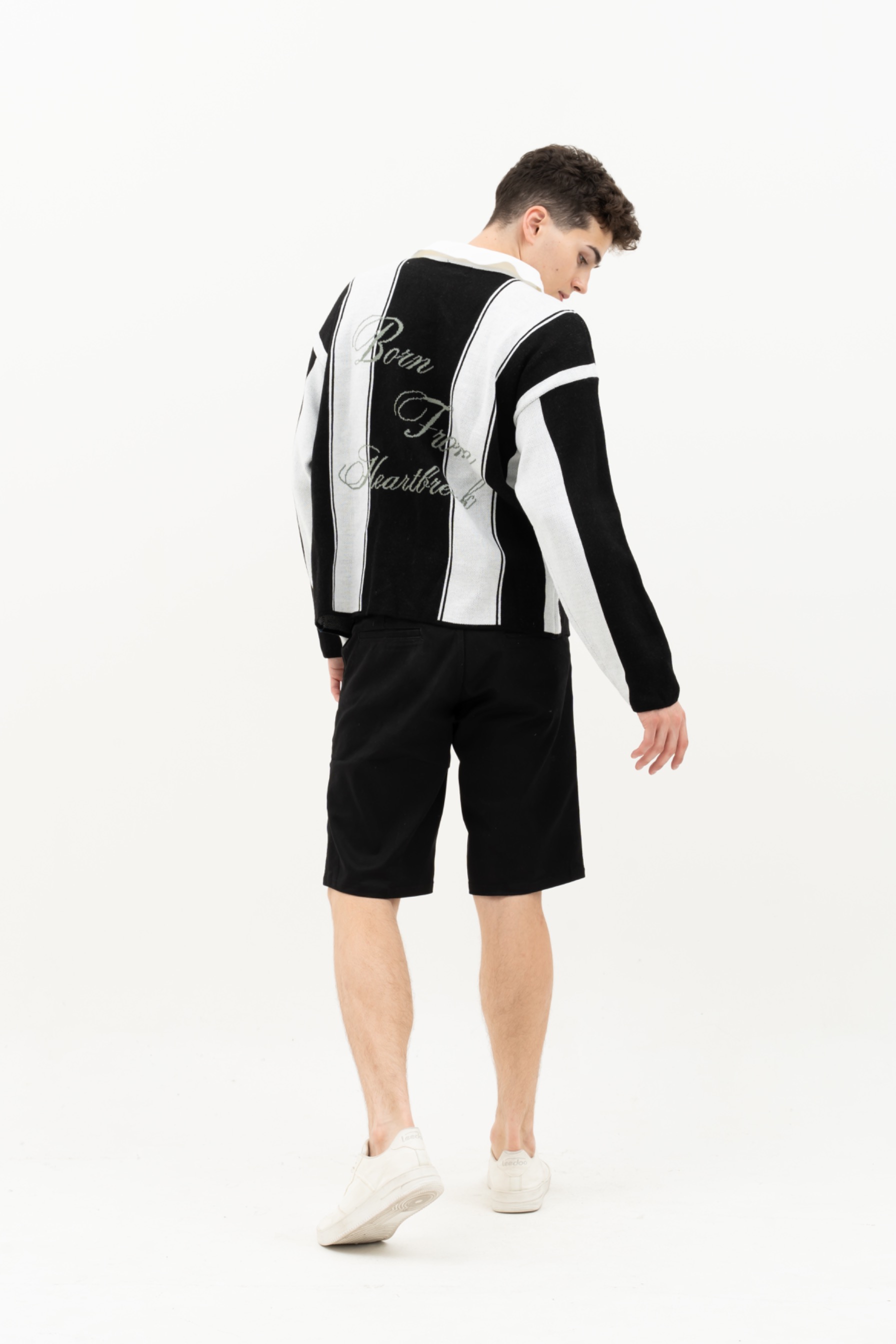 KNITWEAR POLO BLACK AND WHITE ROYAL GLORY