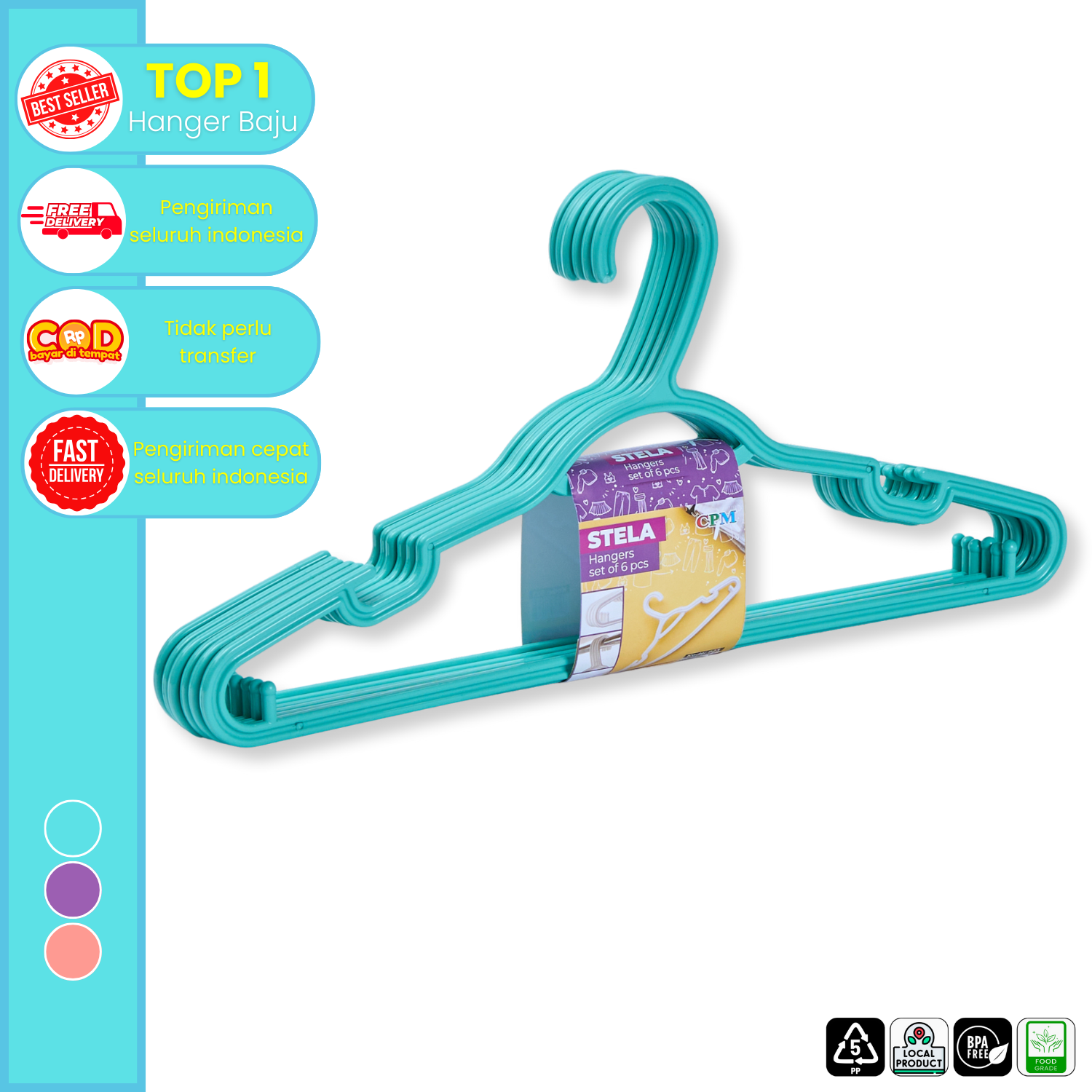 CPM Stela Gantungan Baju Plastik Set Of 6 Pcs