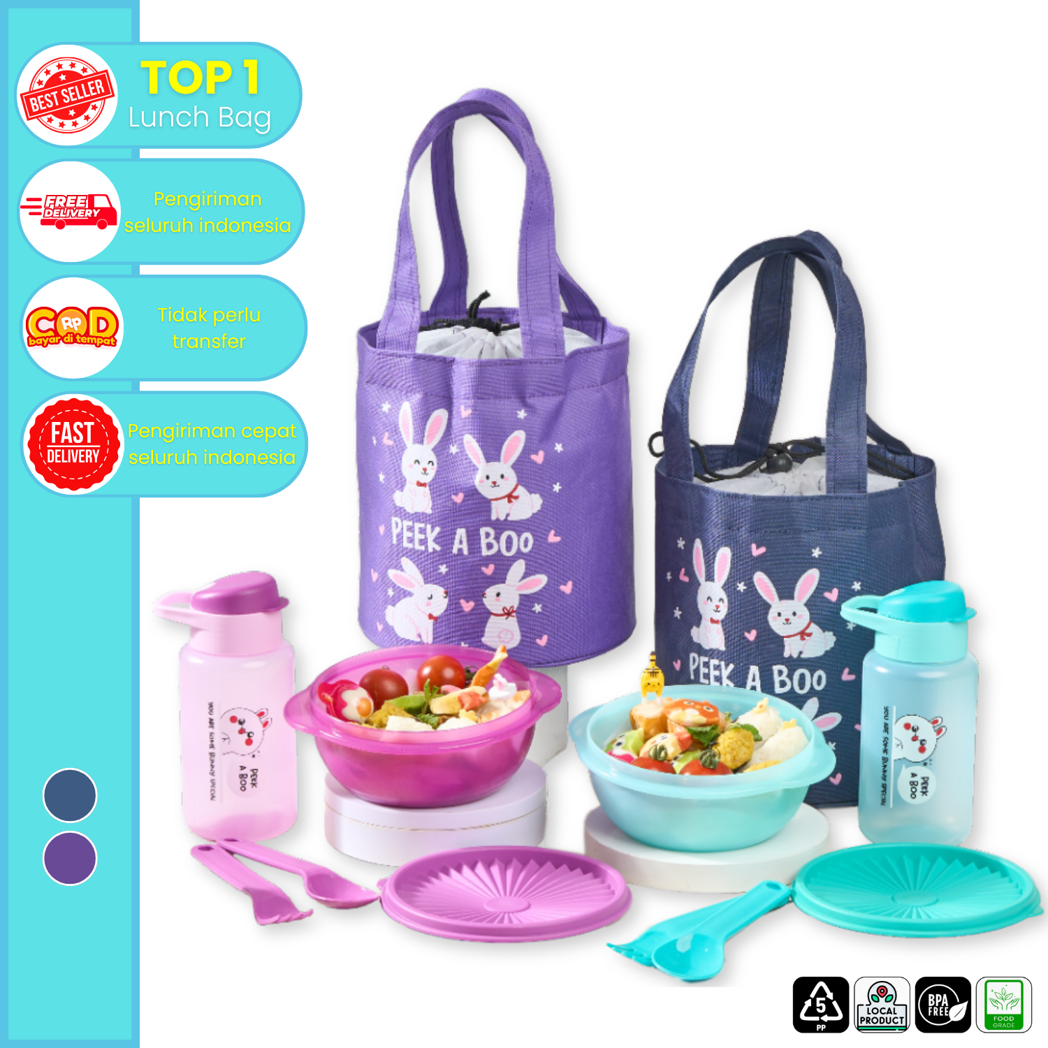 CPM Anya Lunch Bag Set Of 4 Pcs / Tas Bekal Set