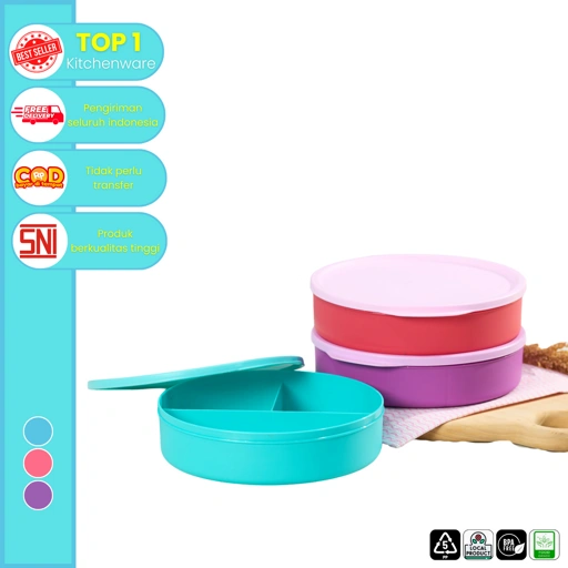 Image of CPM Marvel Bulat Lunch Box Set 1 Pcs 850 ML Sekat 3 