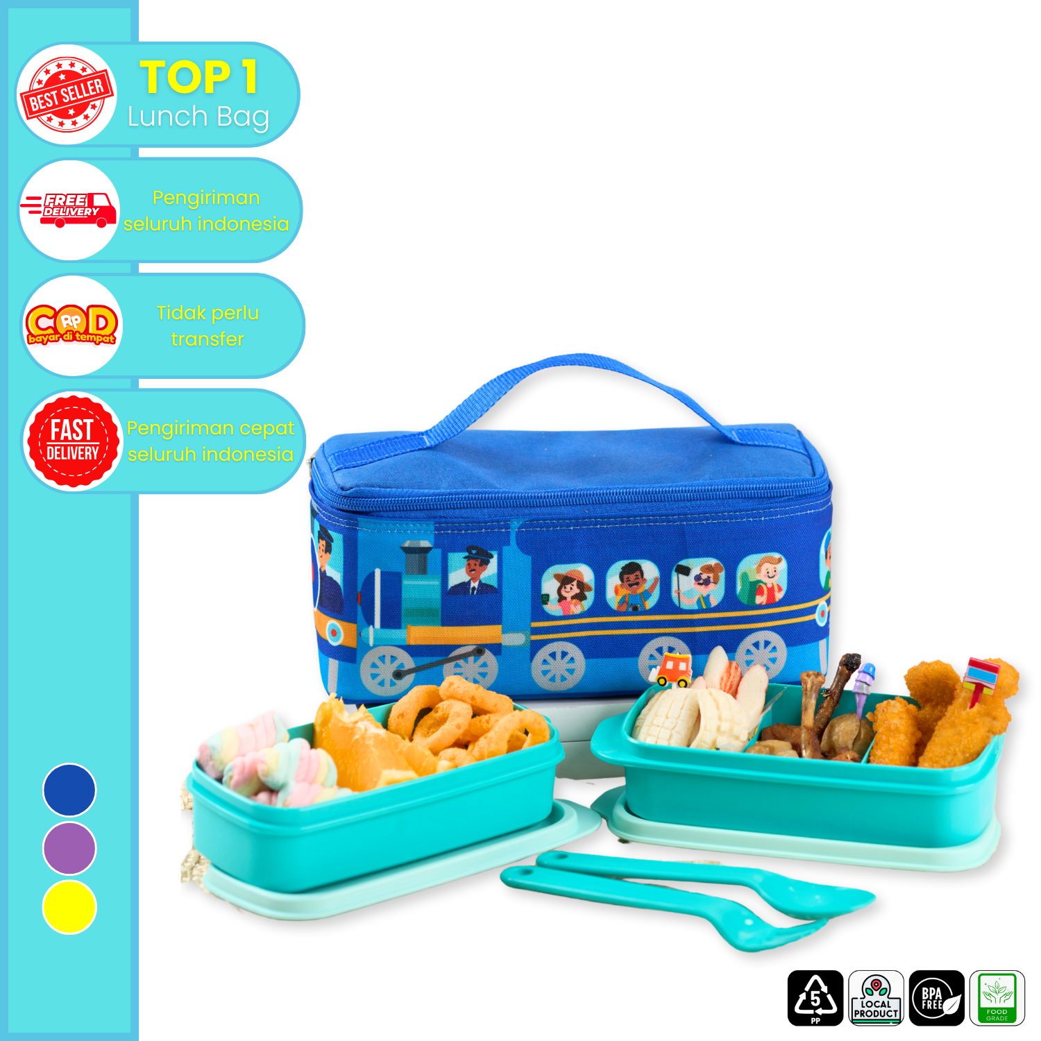 CPM Kuruma Lunch Bag Set of 4 pcs/ Train / Fire Truck / School Bus
