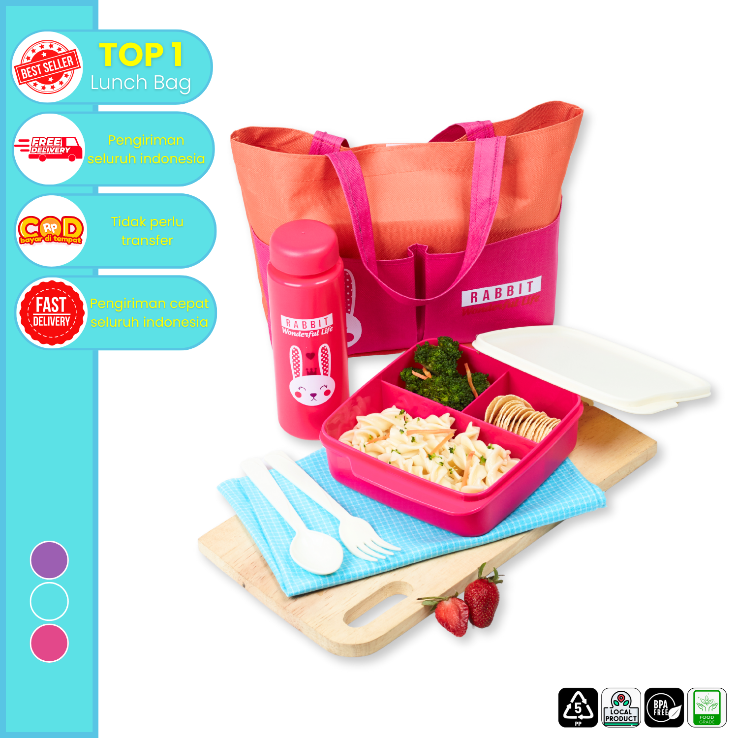 CPM Shuga Lunch Bag set of 4 pcs/ Kotak makan set dengan tas bekal