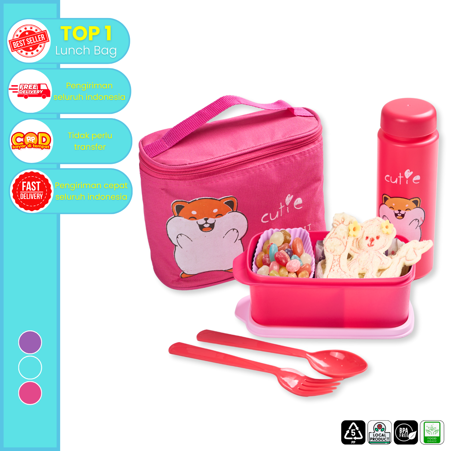 CPM Jennie Kids Lunch Bag Set of 4 Pcs / Tas Bekal Makan Anak