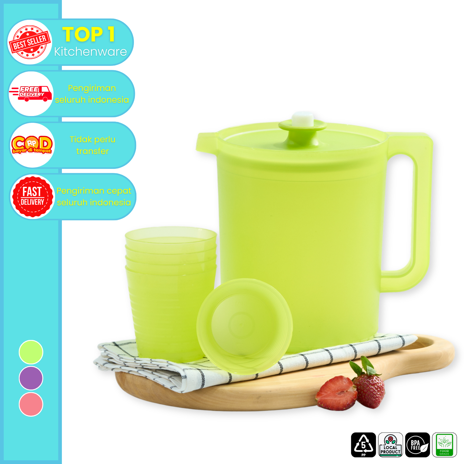 CPM Teko Yeppo Set of 5 Glass/Teko Plastik