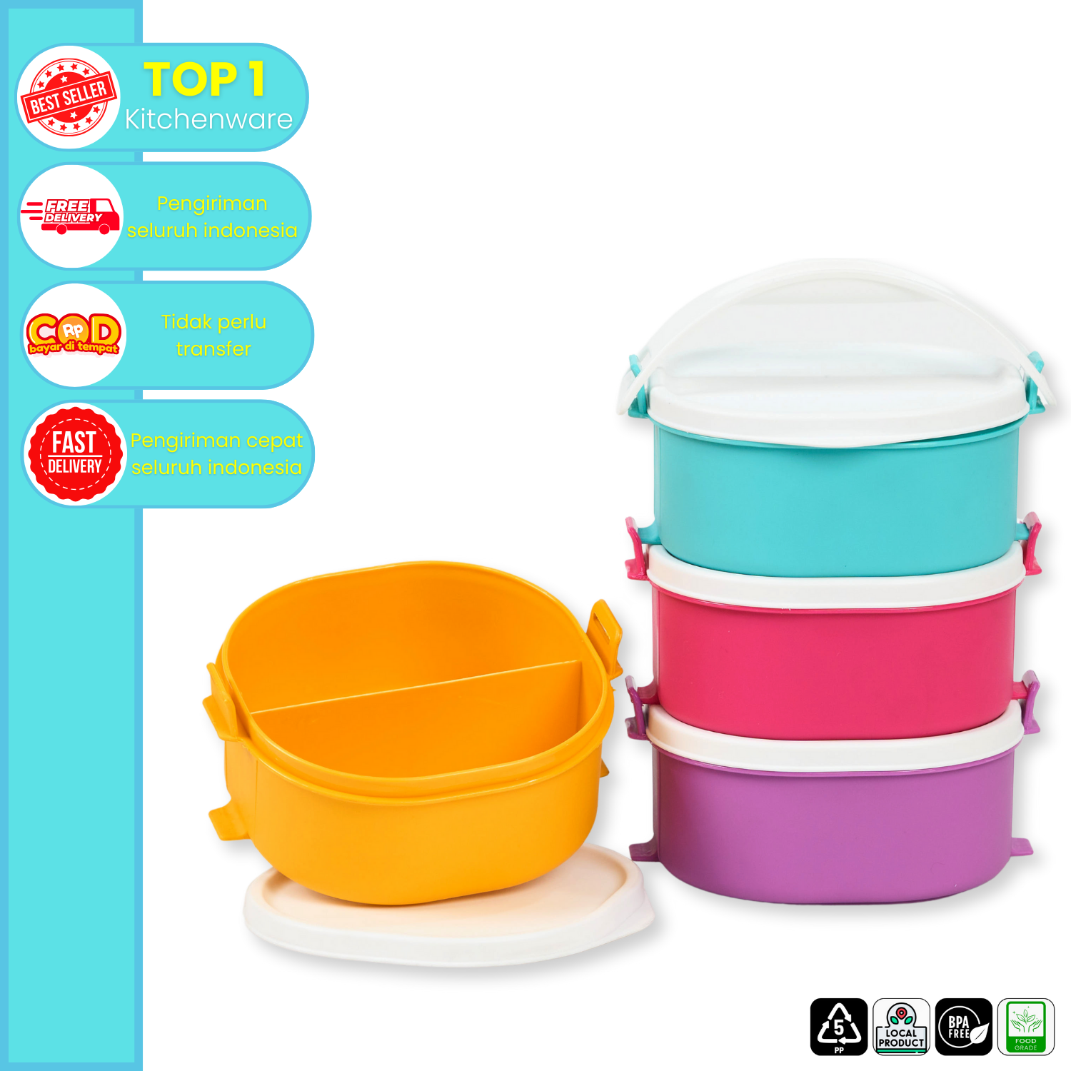 CPM Rantang Aluna Susun 4 Pelangi Dengan volume 500 ml