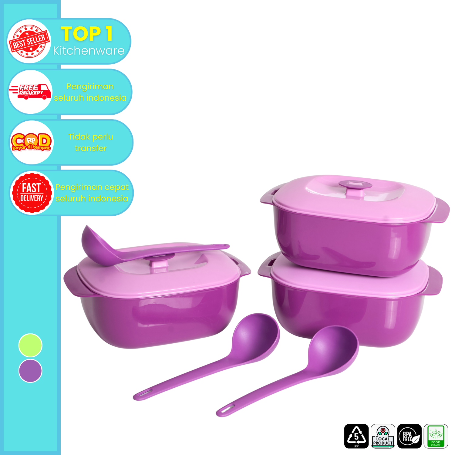 CPM Jasmine 3,2 Liter Set 3 Pcs Plus 3 Centong Sayur