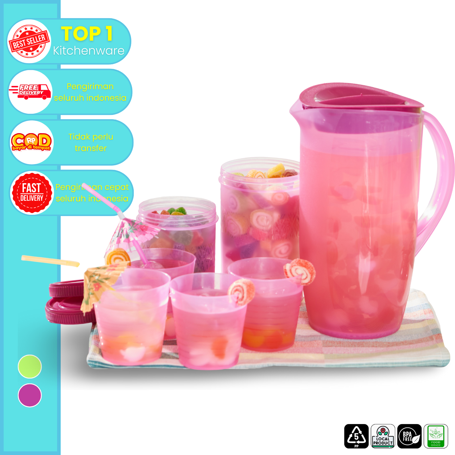CPM Teko Tokio Set Of 7 Pcs Teko Dan Set Toples Ungu